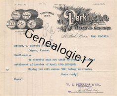 96 2361 ETATS UNIS UNITED STATES SAINT PAUL MINNESOTA 1911 Import W. L. PERKINS Jobbers WISKEY GAINES MARYLAND RYE - United States