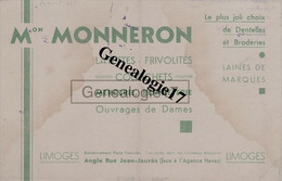 87 0691 LIMOGES 1903 Buvard MONNERON Layettes Mercerie Bonneterie Rue Jean Jaures ( Agence HAVAS ) - M