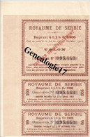 96 0122 SERBIE Emprunt Royaume De SERBIE ( 3 Coupons ) Obligation  Et  Emprunt - S - V