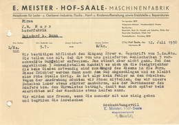 Hof Saale 1950 Deko Rechnung " E.Meister Ledermaschinen-Fabrik " - Kleidung & Textil