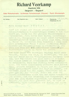 Hannover 1958 Deko Rechnung " Richard Veerkamp Perlmuttknöpfe Wäscheknöpfe Import Export" - Textile & Clothing