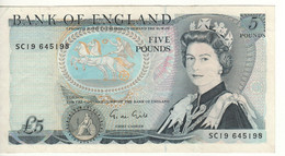 ENGLAND.   5 Pounds   P378f  (sign.  G.M. Gill  1991   Queen Elizabeth II - Duke Of Wellington, Battle In Spain ) - 5 Pounds