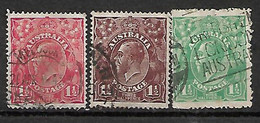 AUSTRALIA 1913 KG V HEADS 3 HALF PENCE TRIO - Other & Unclassified