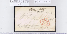 Ireland Antrim Registration 1826 "Money Letter" Randalstown POST PAID Cover To Dublin RANDALSTN 97 - Prephilately