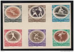 POLAND 1956 RARE SLANIA AUSTRALIA OLYMPICS COLOUR PROOF (NO GUM) SPORTS BOXING ROWING FENCING JAVELIN HURDLES - Proofs & Reprints