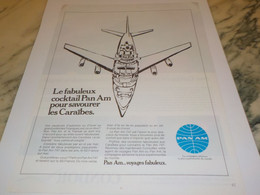 ANCIENNE PUBLICITE POUR SAVOUREZ LES CARAIBES PAN AM COMPAGNIE AERIENNE 1972 - Pubblicità