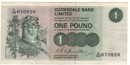 SCOTLAND  1 Pound  Clydesdale Bank   P204c    Dated  Glasgow 1st  March  1977 - 1 Pound