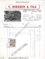 N 96 BELGIQUE BELGIUM BRUXELLES 1957 Depannage F. DEDEKEN FILS D' ANDERLECHT à LATOUR FRERES De NAMUR - Automovilismo