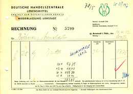 Arnstadt Thüringen 1952 Rechnung " Deutsche Handelszentrale Lebensmittel " - Lebensmittel
