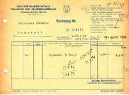 Erfurt Thüringen DDR 1954 Rechnung " Deutsche Handelszentrale Pharmazie Krankenhausbedarf " - Drogisterij & Parfum