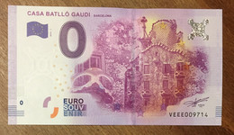 2016 BILLET 0 EURO SOUVENIR ESPAGNE CASA BATLLO GAUDI BARCELONA ZERO 0 EURO SCHEIN BANKNOTE PAPER MONEY - [ 8] Falsi & Saggi