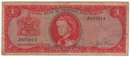 TRINIDAD & TOBAGO   $ 1   (Queen Elizabeth II)  P26a   1st Signature  Scarce  Sign. J. F. Pierce  (Oil Rig At Back ) - Trinidad & Tobago