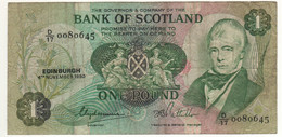 SCOTLAND  1 Pound    Bank Of Scotland  P111d   Dated 4th November, 1980  Sign. Clydesmuir & Pattullo - 1 Pond