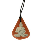 Buddha Hand Painted On A Terracotta Sea-Worn Keyring/Pendant - Anhänger