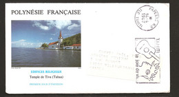 Polynésie 1986 N° PA 193 O FDC, Premier Jour, Religion, Temple De Tiva, Tahaa, Eglise Protestante, Bora-Bora, Mer Barque - Covers & Documents