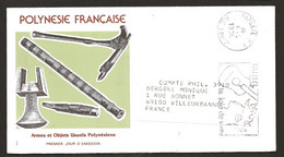 Polynésie 1987 N° 288 O FDC, Premier Jour, Armes, Objets Usuels, Gouges, Herminette, Peigne à Tatouer, Tatouage, Flûte - Covers & Documents