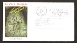 Polynésie 1987 N° 280 O FDC, Premier Jour, Hiéroglyphes, Archéologie, Pétrogyphes, Art Rupestre, Tipaerui, Tahiti, Mains - Covers & Documents