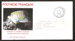 Polynésie 1982 N° 175 O FDC, Premier Jour, Faune Aquatique, Poisson, Pygoplites Diacanthus, Poisson-ange Duc, Couleurs - Covers & Documents