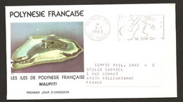 Polynésie 1981 N° 172 O FDC, Premier Jour, Île, Iles-sous-le-vent, Maupiti, Volcan, Archipel - Covers & Documents