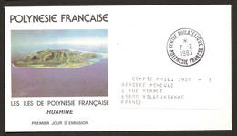 Polynésie 1981 N° 171 O FDC, Premier Jour, Île, Iles-sous-le-vent, Huahine, Volcan, Archipel - Covers & Documents