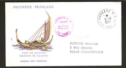 Polynésie 1976 N° 112 O FDC, Premier Jour, Voiliers, Mer, Barque, Vent, Voile, Pirogue De Raiatea - Brieven En Documenten