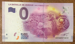 2016 BILLET 0 EURO SOUVENIR DPT 55 LA BATAILLE DE VERDUN ZERO 0 EURO SCHEIN BANKNOTE PAPER MONEY BANK PAPER MONEY - Privéproeven