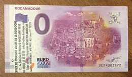 2016 BILLET 0 EURO SOUVENIR DPT 46 ROCAMADOUR + TAMPON ZERO 0 EURO SCHEIN BANKNOTE PAPER MONEY BANK - Private Proofs / Unofficial