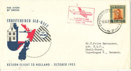 New Zealand Flight Cover Christchurch Air - Race To Amsterdam 12-10-1953 - Storia Postale