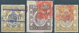 England-Gran Bretagna,British, HONG KONG  Edward VII, Revenue Stamps DUTY,10cx2 & 20CENTS,Used - Stempelmarke Als Postmarke Verwendet