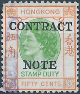 England-Gran Bretagna,British,HONG KONG Revenue Stamp DUTY Contract Note 50C,Used - Stempelmarke Als Postmarke Verwendet