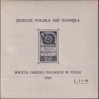 POLAND 1945 "Poczta Osiedli Polskich W Italii" L.1+99 Sheet Mint Never Hinged - Vignettes De La Libération