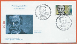 PASTEUR SAINT PIERRE FDC DE 1995 - Louis Pasteur