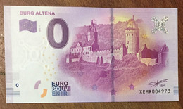 2017 BILLET 0 EURO SOUVENIR ALLEMAGNE DEUTSCHLAND BURG ALTENA ZERO 0 EURO SCHEIN BANKNOTE PAPER MONEY - Specimen