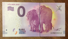 2017 BILLET 0 EURO SOUVENIR ALLEMAGNE DEUTSCHLAND KÖLNER ELEPHANTS ZOO ZERO 0 EURO SCHEIN BANKNOTE PAPER MONEY - [17] Falsos & Especimenes