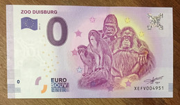 2017 BILLET 0 EURO SOUVENIR ALLEMAGNE DEUTSCHLAND ZOO DUISBURG ZERO 0 EURO SCHEIN BANKNOTE PAPER MONEY - [17] Falsos & Especimenes