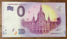 2017 BILLET 0 EURO SOUVENIR ALLEMAGNE DEUTSCHLAND HANNOVER ZERO 0 EURO SCHEIN BANKNOTE PAPER MONEY - Specimen