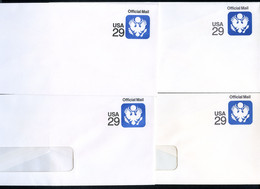 UO84 4 Diff. PSE Official Envelopes Mint 1991 Cat. $15.75 - 1981-00
