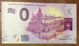 2017 BILLET 0 EURO SOUVENIR ALLEMAGNE DEUTSCHLAND HANSESTADT HAMBURG ZERO 0 EURO SCHEIN BANKNOTE PAPER MONEY - [17] Fakes & Specimens