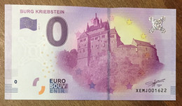 2017 BILLET 0 EURO SOUVENIR ALLEMAGNE DEUTSCHLAND BURG KRIEBSTEIN ZERO 0 EURO SCHEIN BANKNOTE PAPER MONEY - [17] Fictifs & Specimens