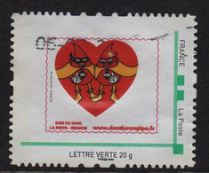 Timbre Personnalise Oblitere - Lettre Verte - Don Du Sang - Used Stamps