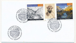 ANDORRE => Env. Blanche - 1,00E Et 2,00E Pont De La Margineda - Premier Jour 2/10/2004 - Principat D'Andorra - FDC