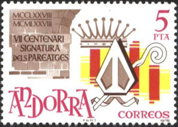 Mint Stamp VII Centenary Signature Of The Pareatges 1978  From  Andorra - Sonstige & Ohne Zuordnung