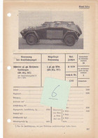 Véhicule Blindé Pantserwagen Armour Panzer Personenkraftwagen Fiche Technique Datenblatt Allemande German - Vehicles