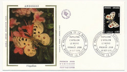 ANDORRE - 2 Enveloppes FDC Soie => Protection Nature - Papillons L'Apollon / Le Morio - 16 Oct 1976 - Andorre La Vieille - FDC