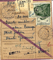 1949 - Talon De MANDAT COLONIAL  De 30.000 F  De BIGNONA / SENEGAL - Covers & Documents