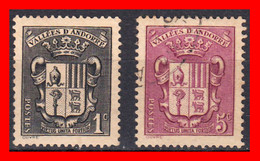 ANDORRA  2 SELLOS DEL ESCUDO NACIONAL AÑO 1936 - Used Stamps