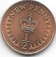 Great Britain 1/2 Penny 1971  Km 914  Unc/ms63 Catalog Val Ngc 2$ - 1/2 Penny & 1/2 New Penny