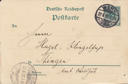 Deutsche Reichspost Postal Stationery Ganzsache Entier 5 Pf. WEHR (Baden) 1895 THIENGEN (Amt Waldshut) (Arr.) - Cartes Postales