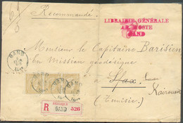 N°50(3) – 50 Cent. Ocre En Bande De Trois, Obl. Sc GAND sur Enveloppe Recommandée (69grs./5 Ports) Du 2 Février 1894 Ver - 1884-1891 Leopold II