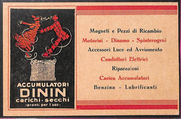 Lib593 - VINTAGE Illustrated ADVERTISING CARD (Not Postcard) -  Cappiello DININ Accumulators AUTO REPAIRS - Cappiello